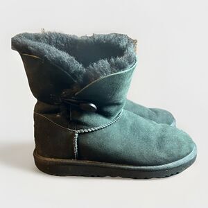 Ugg Mini Bailey Button Women’s 6 Black Clasic Outdoor Winter Fur Suede Boots